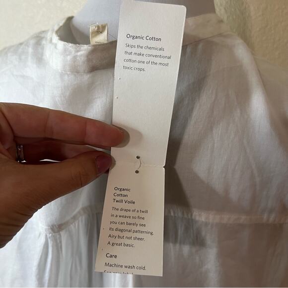 Eileen Fisher white mandarin collar organic cotton sleeveless top NEW XL - Picture 5 of 7